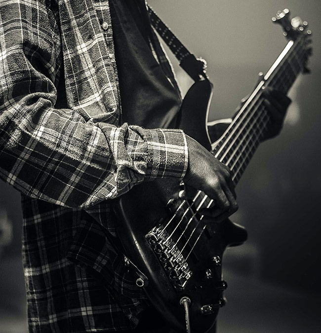 Player using a 5 string bass