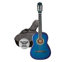 Ashton SPCG12 TBB Starter Pack 1/2 Size Nylon String Guitar w/ Bag (Translucent Blue)