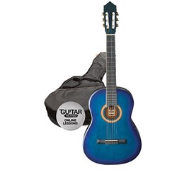 Ashton SPCG44 TBB Starter Pack Full Size Nylon String Guitar w/ Bag (Transparent Blue)