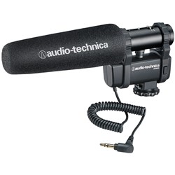 Audio Technica AT8024 Stereo/Mono Camera-Mount Mic w/ Foam & Fuzzy Windscreens