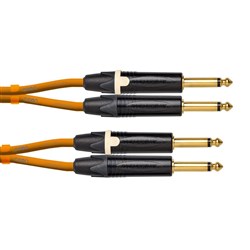 Cordial Ceon NEUTRIK 2x 1/4" TS Black Gold to 2x 1/4" TS Gold Cable (3m) (Orange)