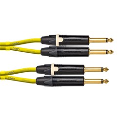 Cordial Ceon NEUTRIK 2x 1/4" TS Black Gold to 2x 1/4" TS Gold Cable (3m) (Yellow)