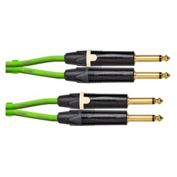 Cordial Ceon NEUTRIK 2x 1/4" TS Gold to 2x 1/4" TS Gold Cable (1.5m) (Green)