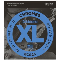 D'Addario ECG25 XL Chromes Flatwound Electric Strings - Light (12-52)