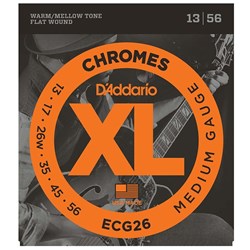 D'Addario ECG26 XL Chromes Flatwound Electric Strings - Medium (13-56)