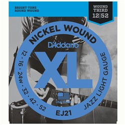 D'Addario EJ21 Nickel Wound Electric Strings w/ Wound 3rd - Jazz Light Set (12-52)