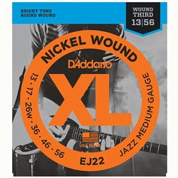 D'Addario EJ22 Nickel Wound Electric Strings w/ Wound 3rd - Jazz Medium Set (13-56)