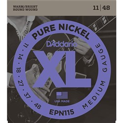 D'Addario EPN115 XL Pure Nickel Electric Guitar Strings - Medium (11-48)