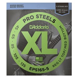 D'Addario EPS165-5 XL Pro Steels Custom 5-String Light Long Scale Set (45-135)