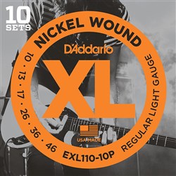 D'Addario EXL110-10P Nickel Wound Electric Guitar Strings 10-PACK - Light (10-46)