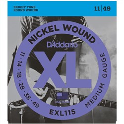 D'Addario EXL115 Nickel Wound Electric Guitar Strings - Medium/Blues-Jazz Rock (11-49)