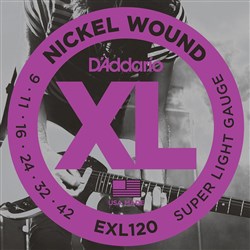 D'Addario EXL120 Nickel Wound Electric Guitar Strings - Super Light (9-42)