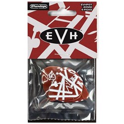 Dunlop EVH Shark Max-Grip Pick 6-Pack - Burgundy w/ Silver Stripes (.60mm)