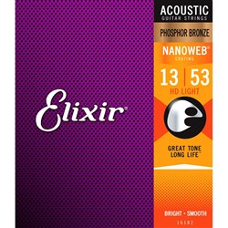 Elixir 16182 Acoustic Phosphor Bronze w/ Nanoweb Coating - HD Light (13-53)