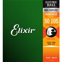 Elixir 14102 Electric Bass Nickel Plated Steel w/ Nanoweb Coating 4-String Med (50-105)