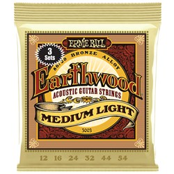 Ernie Ball Earthwood 80/20 Bronze Acoustic Guitar Strings 3-PACK - Medium Light (12-54)