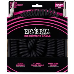 Ernie Ball 30' Coiled Straight / Straight Instrument Cable - (Black)