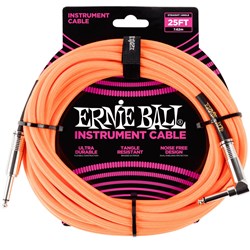 Ernie Ball 25' Braided Straight / Angled Instrument Cable - (Neon Orange)
