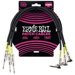 Ernie Ball 1.5' Straight / Angle Patch Cable 3-PACK - (Black)