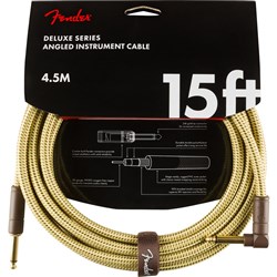 Fender Deluxe Series Instrument Cable - Straight / Angle - 15' (Tweed)