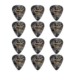 Fender 351 Shape Premium Picks 12-Pack - Extra Heavy (Black Moto)