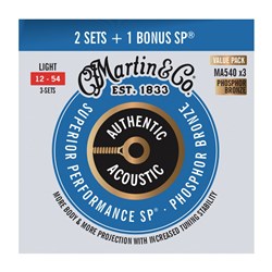 Martin MA540 Authentic Acoustic SP Phosphor Bronze - Light 12-54 3-Pack