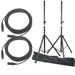 Active PA Add-On Pack w/ XLR Cables (25ft), Stands (Pair) & FREE Gig Bag