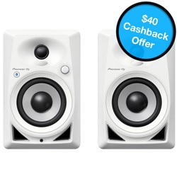 Pioneer DM40BT 4" Active Studio Monitors w/ Bluetooth - White (Pair)