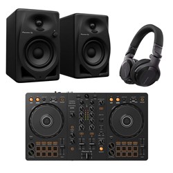 Pioneer DDJFLX4 2-Channel DJ Controller Pack w/ DM40D Monitors & HDJ-CUE1 Headphones