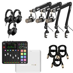 Rode RodeCaster Pro II Pack 3 w/ 3x PodMic, PSA1+, NTH100, Cover & XLR Cables (3m)