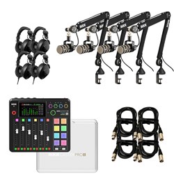 Rode RodeCaster Pro II Pack 4 w/ 4x PodMic, PSA1+, NTH100, Cover & XLR Cables (3m)