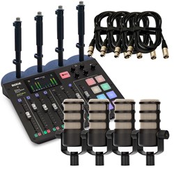 Rode RodeCaster Pro Pack 4 w/ 4x PodMic, 4x DS1 & 4x XLR Cables (3m)