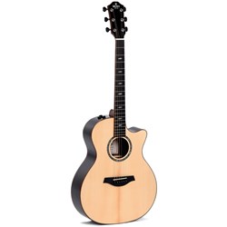 Sigma GECE-3 Acoustic Guitar w/ Solid European Spruce Cutaway & Pickup inc Hard Case