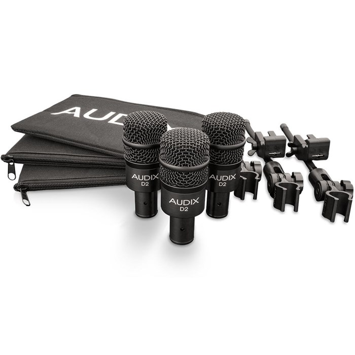 Audix D2TRIO 3 x D2 - 3 x DVICE Mounts - 3 x Mic Pouches