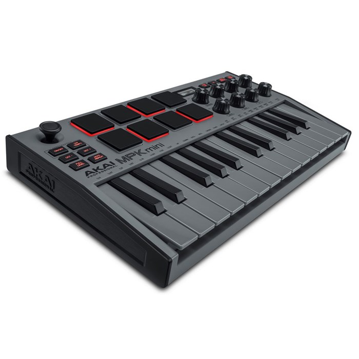 Akai MPK Mini mk3 Compact Keyboard & Pad Controller w/ Encoders & Software (Grey)