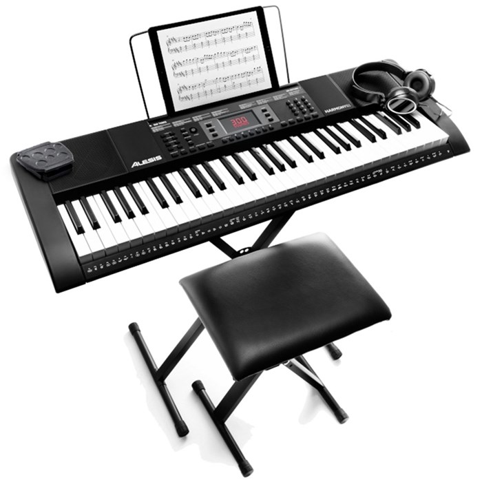 Alesis Harmony 61 MK3 61-Key Portable Keyboard w/ Bench Stand and Accessories