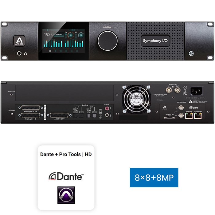 Apogee Symphony I/O MKII 8x8+8MP Configuration Dante + PT HD Audio Interface