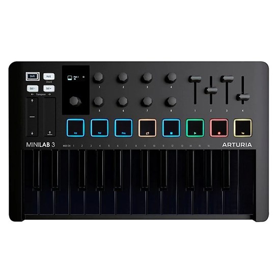 Arturia MiniLab Mk3 25-Key Universal MIDI Controller (Deep Black)