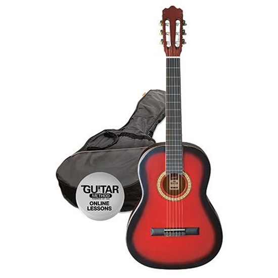 Ashton SPCG12 TRB Starter Pack 1/2 Size Nylon String Guitar w/ Bag (Translucent Red Burst)