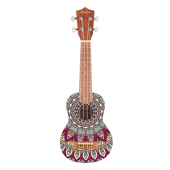 Bamboo Mandala Line Deep Ocean Soprano Ukulele with Bag