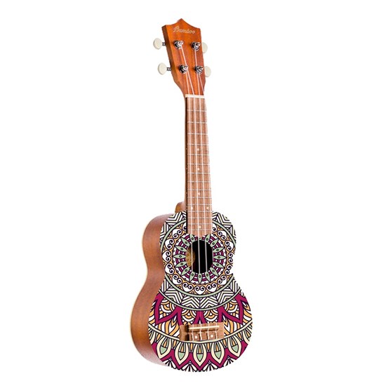 Bamboo Mandala Line Deep Ocean Soprano Ukulele with Bag