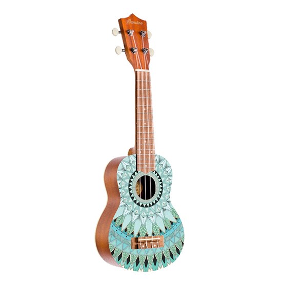 Bamboo Mandala Line Jade Soprano Ukulele with Bag