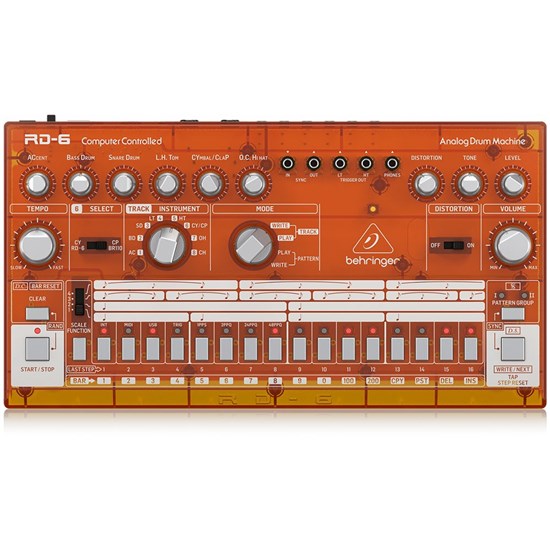 Behringer RD6 Classic 606 Analog Drum Machine w/ 16 Step Sequencer (Tangerine)