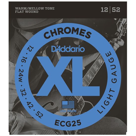 D'Addario ECG25 XL Chromes Flatwound Electric Strings - Light (12-52)