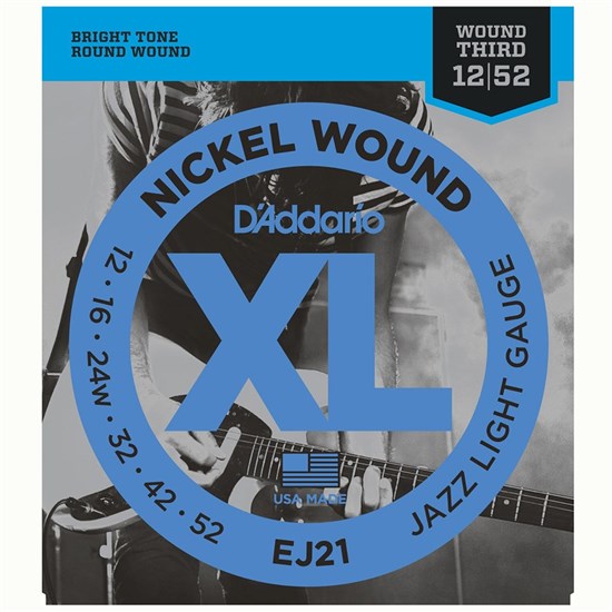 D'Addario EJ21 Nickel Wound Electric Strings w/ Wound 3rd - Jazz Light Set (12-52)