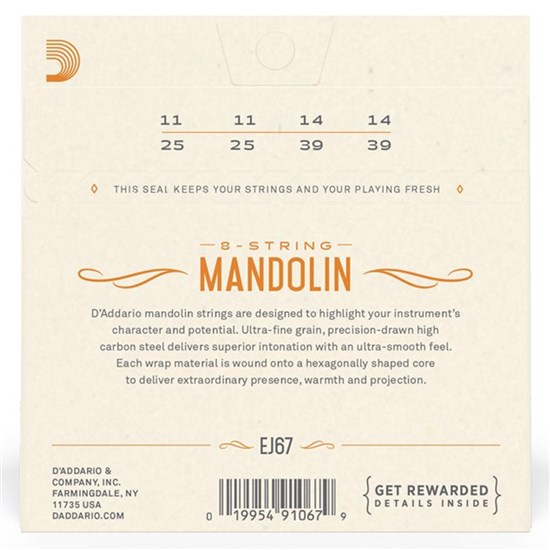 D'Addario EJ67 Mandolin Strings, Nickel, Medium, 11-39