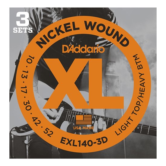 D'Addario EXL140-3D Nickel Wound Electric Strings 3-PACK Light Top/Heavy Bottom (10-52)