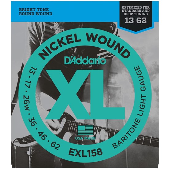 D'Addario EXL158 Nickel Wound Electric Guitar Strings - Baritone Light (13-62)
