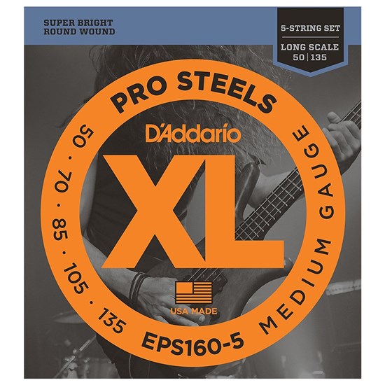 D'Addario EXL160-5 5-String Nickel Wound Bass Strings - Medium Long Scale (50-135)