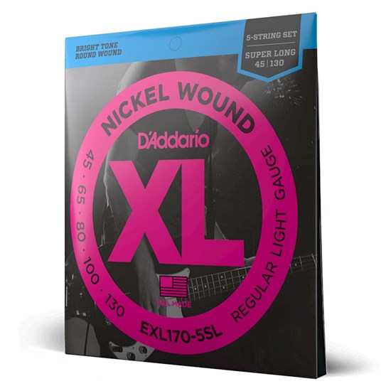 D'Addario EXL170-5SL 5-String Nickel Wound Bass Strings - - Super Long Scale (45-130)